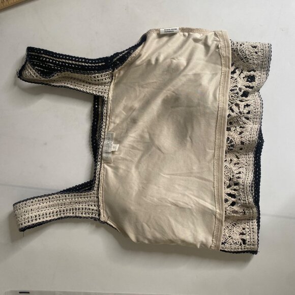 Rebellion Again Crochet Lace Crop Top Size S Sleeveless Boho Hippie Festival - Picture 8 of 12